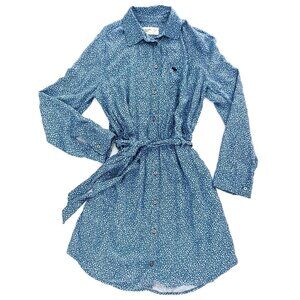 Abercrombie Kids Shirtdress Size 15-16 Girls Blue Floral Dress Preppy Kidswear